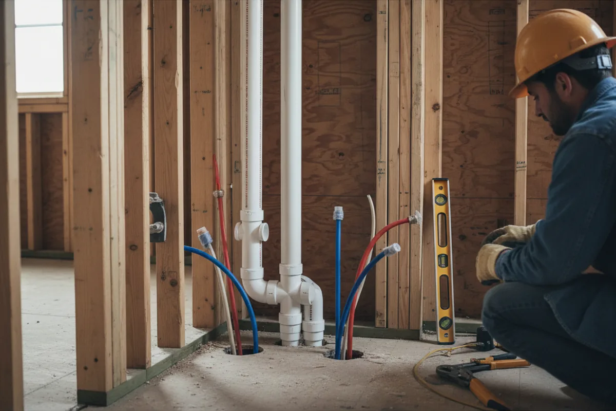 Drain and supply rough-in during Leak Detection in Harford